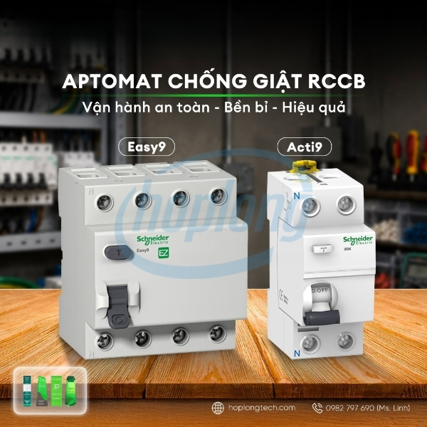 RCCB chống rò điện, phù hợp hệ thống đã có MCB.