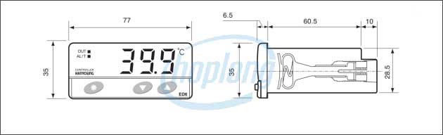 Kích thước của bộ điều khiển nhiệt độ ED6 Series Hanyoung