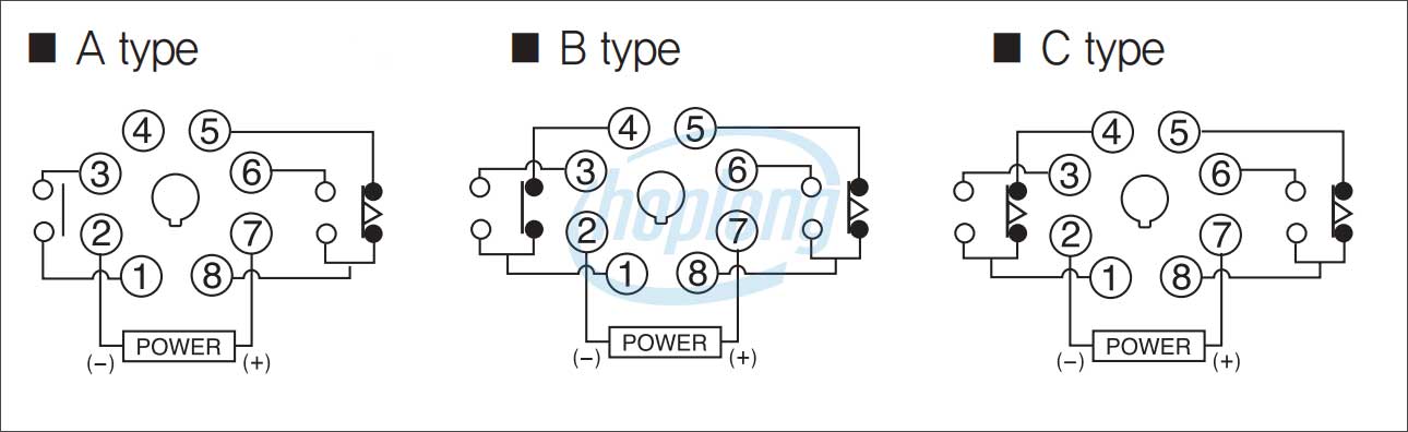 Sơ đồ kết nối của bộ đặt thời gian T48N Series Hanyoung