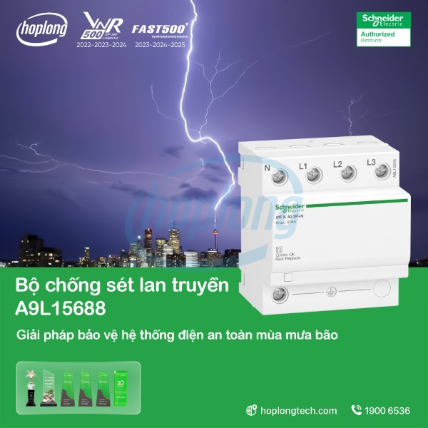 Bộ chống sét lan truyền Schneider Electric A9L15688 mang đến giải pháp bảo vệ toàn diện mùa mưa bão.