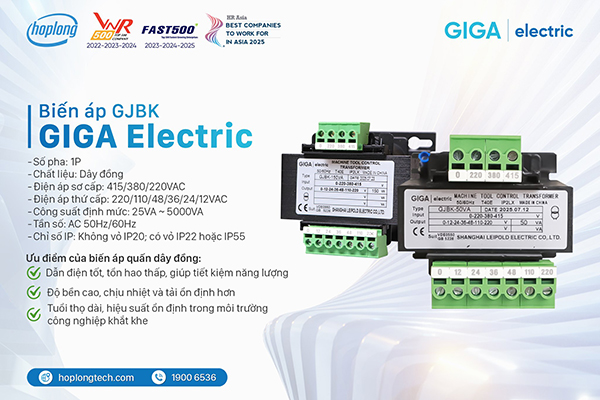 Series biến áp GJBK với chất liệu dây đồng nguyên chất cho độ bền vượt trội.