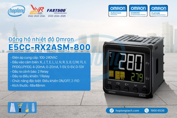 Thông số kỹ thuật chính đồng hồ nhiệt Độ E5CC-RX2ASM-800 Omron.