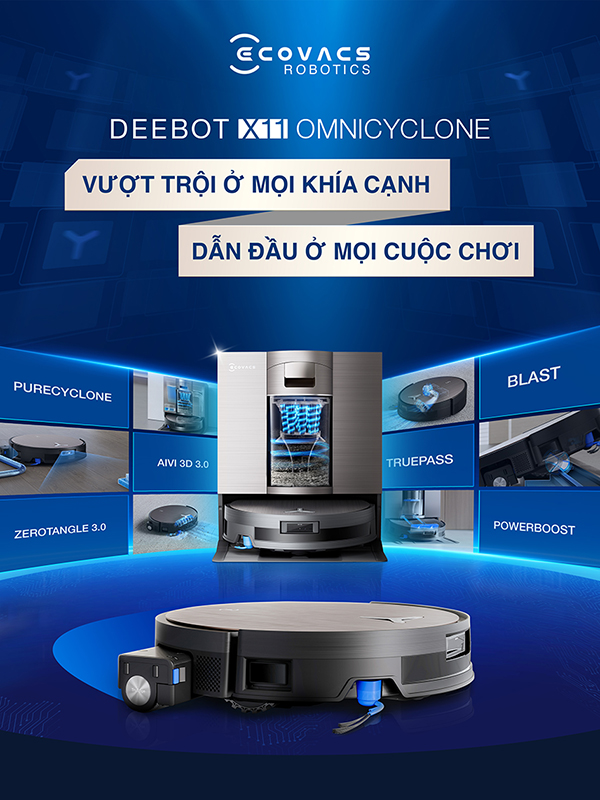 Khám phá công nghệ đột phá trên DEEBOT X11 OmniCyclone, kiến tạo kỷ nguyên làm sạch mới