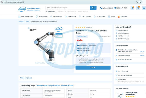 Quy trình đặt hàng và thanh toán khi mua robot UR tại Hợp Long.