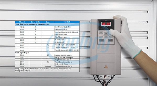 Cài đặt thông số để cài đặt biến tần chạy đa cấp tốc độ.