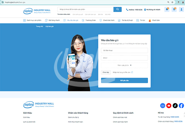 Đội ngũ tư vấn viên của hoplongtech.com luôn sẵn sàng tư vấn, báo giá, giải đáp thắc mắc cho khách hàng.